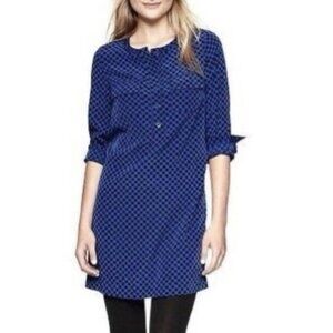GAP Blue & Black Polka-Dot Shirt Dress, Size Medium